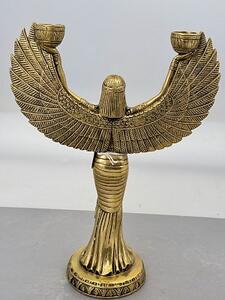 Mosazná soška svícen bohyně Isis – 31 cm, egyptský symbol ochrany