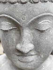 Ručně tesaná hlava Buddha z říčního kamene – 80 cm