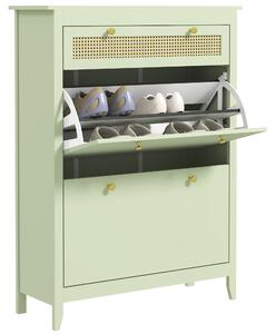 HOMCOM Skříň na boty se 2 skládacími dvířky a zásuvkou, sklopný botník s nastavitelnou policí pro 12 párů bot 88 x 30 x 120 cm, Zelená | Aosom