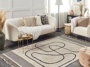 Bavlněný koberec 160 x 230 cm béžový/ černý DOKUZ