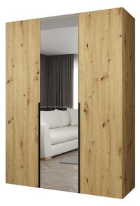 Šatní skříň 150 cm Alice 2 (dub artisan + černá)