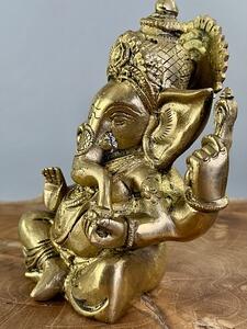 Soška Ganéši z Indie – odlévaný bronz, 16 cm