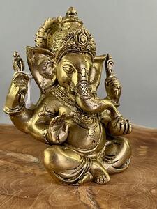 Soška Ganéši z Indie – odlévaný bronz, 16 cm