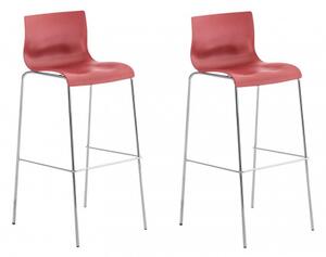 2 ks / set barová židle Hoover plast chrom, červená