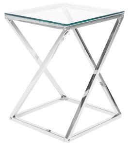 Stříbrný stolek se skleněnou deskou BEVERLY