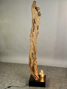 Podlahová lampa z teakového kořene – ruční výroba Jáva, 175 cm