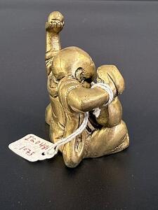 Kovová soška smějící se Buddha 6,5 cm – Indie