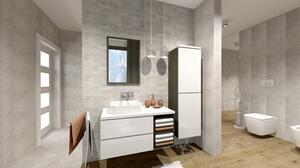Koupelnový nábytek s umyvadlem RECKE 2 - lesklý bílý / grafitový + sifon ZDARMA