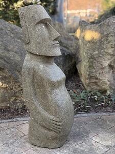 Socha Moai z bazanitu (sopečný kámen) 73 cm – ručně tesaná, Jáva