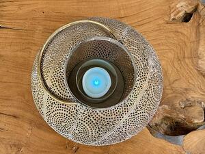 Kovová lampa / lucerna s krajkovým vzorem – Německo, 34 cm
