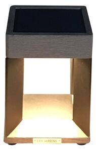 LED solární stolní lampa Teckalu, černá/dřevo