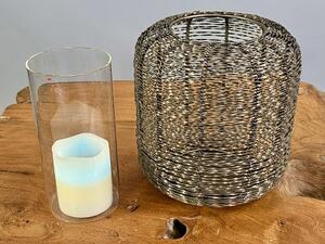Indie - Drátěná orientální lampa na svíci 23 cm – se skleněným tubusem