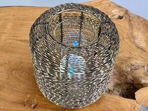 Indie - Drátěná orientální lampa na svíci 23 cm – se skleněným tubusem
