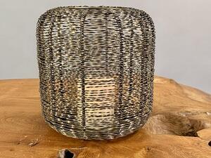 Indie - Drátěná orientální lampa na svíci 23 cm – se skleněným tubusem