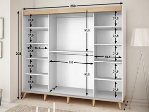 Skandinávská skříň s posuvnými dveřmi COREY Y2 250 - bílá / dub sonoma