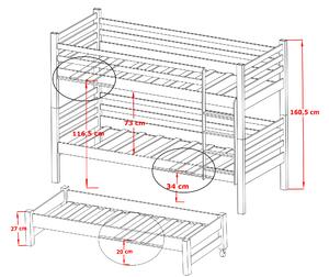 Dětská postel 80 cm TORI (s roštem a úl. prostorem) (bílá). 1013213