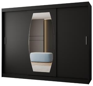 Šatní skříň 250 cm Rosaria (černá). Akce -21%