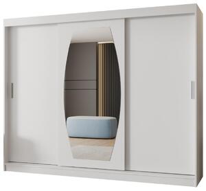 Šatní skříň 250 cm Rosaria (bílá). Akce -21%