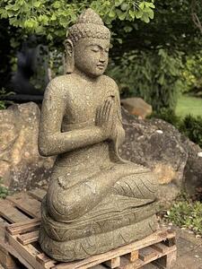 Kamenný Buddha z basanitu 120 cm – výjimečná socha z Jávy