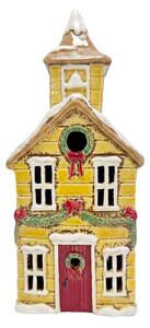 Keramický svícen Domek - Vánoční kostel 28 cm