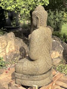 Kamenný Buddha z basanitu 120 cm – výjimečná socha z Jávy