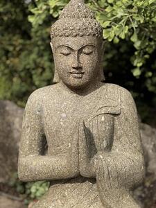 Kamenný Buddha z basanitu 120 cm – výjimečná socha z Jávy