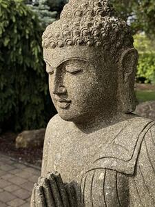 Kamenný Buddha z basanitu 120 cm – výjimečná socha z Jávy