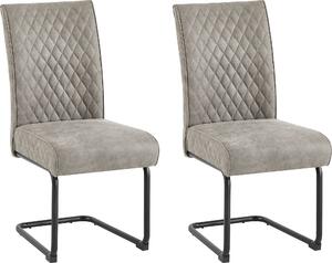 ByLIVING Jídelní židle set 2 MARIA / Vintage mikrovlákno taupe / Černý kovový rám / Nosnost do 150 kg / S madlem / Jídelní židle / Š 45, V 95, H 60 cm
