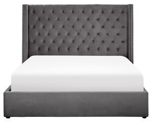 Sametová postel s úložným prostorem160 x 200 cm šedá LUBBON