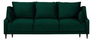 Tmavě zelená sametová rozkládací pohovka s úložným prostorem Mazzini Sofas Freesia, 215 cm