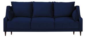 Modrá sametová rozkládací pohovka s úložným prostorem Mazzini Sofas Freesia, 215 cm
