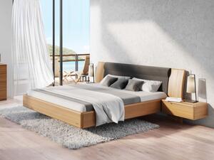Levitující masivní postel FLABO s čalouněným čelem | DUB průběžný | 180x200 cm | JELÍNEK nábytek