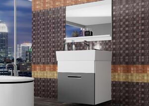 Koupelnový nábytek Belini šedý mat / bílý mat + umyvadlo + zrcadlo Výrobce KOR M 1/1/W/SRW/0/ZW