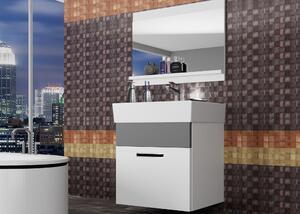 Koupelnový nábytek Belini bílý mat / šedý mat + umyvadlo + zrcadlo Výrobce KOR M 1/1/W/WSR/0/ZW