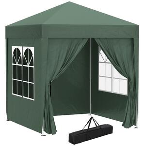 Outsunny Pavilon 2x2m Voděodolný, Pop-up Altán se 4 Bočními Stěnami, Okna s Odtokovými Otvory, Skládací Party Stan UV 30+, Zahradní Stan s Nosnou Tašk