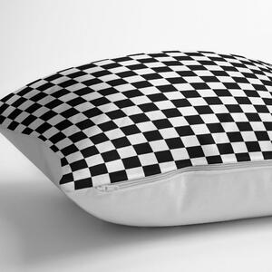 Černo-bílý povlak na polštář s příměsí bavlny Minimalist Cushion Covers Black White Ekose, 45 x 45 cm