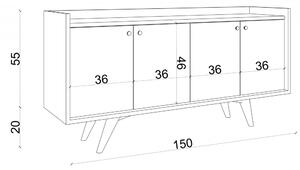 Hanah Home Komoda Lizbon 150 cm hnědá