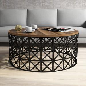 Hanah Home Konferenční stolek Selin 90 cm černý/tmavě hnědý