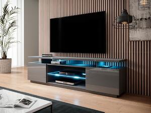 Kvalitní TV stolek Eremko, MDF šedý lesk + LED podsvícení