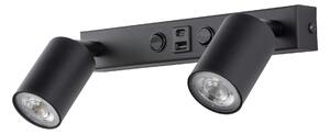 TK Lighting Černé bodové svítidlo Nex s USB pro žárovku 2x GU10 TK11356