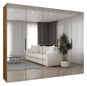 Šatní skříň 250 cm Mirabella 3 (dub artisan + černá)