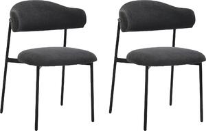 ByLIVING Sada 2 jídelních židlí JERSEY / tkanina tmavě šedá / kovová konstrukce černá / šířka 58, výška 78, hloubka 54,5 cm