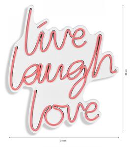Hanah Home Nástěnná neonová dekorace Live Laugh Love růžová