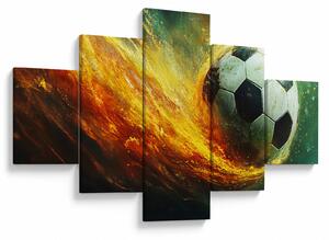 Obraz - Fotbalový míč v letu (125x70 cm)