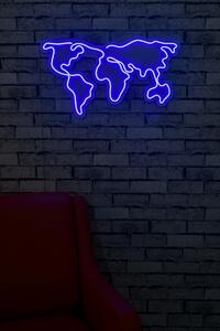 Hanah Home Nástěnná neonová dekorace World Map modrá