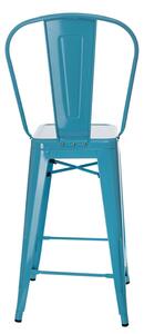 Barová židle Paris Back s opěradlem modrá insp.Tolix