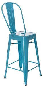 Barová židle Paris Back s opěradlem modrá insp.Tolix