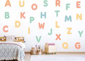 Abeceda pro děti textilní přelepitelné samolepky na zeď arch 75 x 49 cm