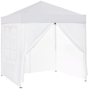 Outsunny Pavilon 2x2m Vodotěsný, Skládací Pavilon s 4 Bočními Stěnami, Okna s Odtokovými Otvory, Skládací Party Stan UV 30+, Zahradní Altán s Přenosno