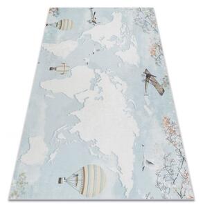 Febo BAMBINO 1163 mycí kobereček Mapa světa, svět pro děti protiskluz - modrý 80x150 cm